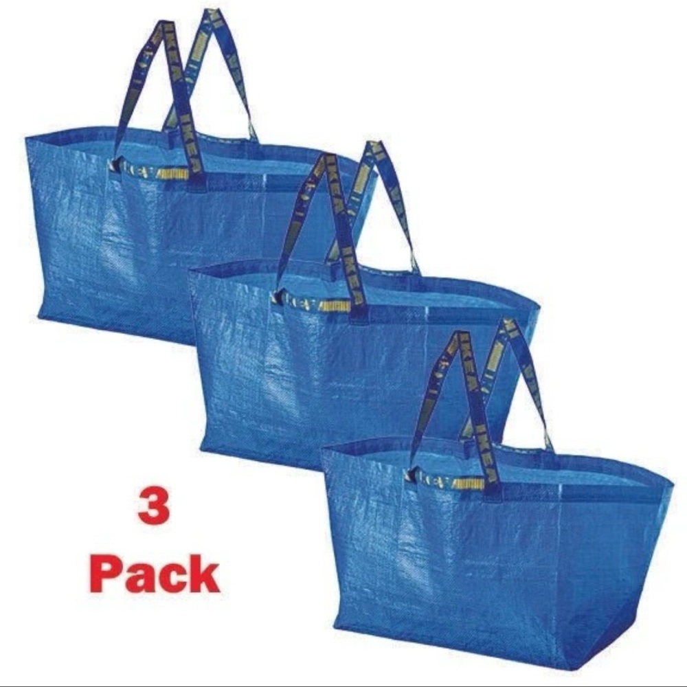 Pack Of 3 IKEA FRAKTA Blue Large Bag 19 Gallons Storage Landry